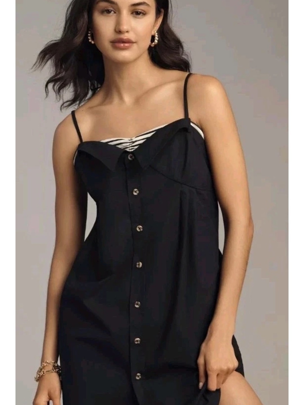 Maeve Sleeveless Button-Front Poplin Mini Dress Medium NEW